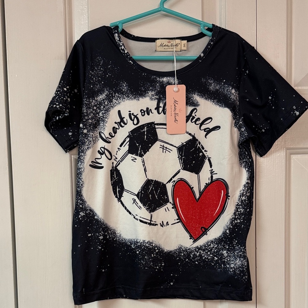 Navy Soccer Heart Kids Tee by Marie Nicole